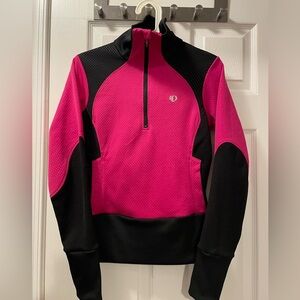 Pearl Izumi Pink & Black Breathable Fleece Quarter Zip Pullover Size Sma…